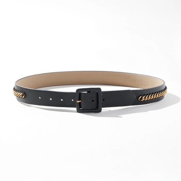 NEW White House Black Market - Black Chain Leather Belt - Sz M - NWT main image 5